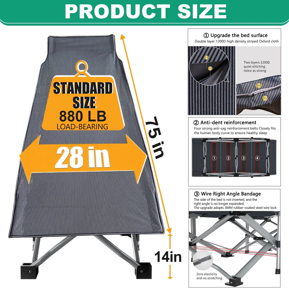 2026 NewSlsy 2 Pack Folding Bed Cot with 3.3 Inch 2 Sided Mattress, 75"* 28" Folding Camping Cots with Carry Bag, Portable Sleeping Cot Guest Bed
