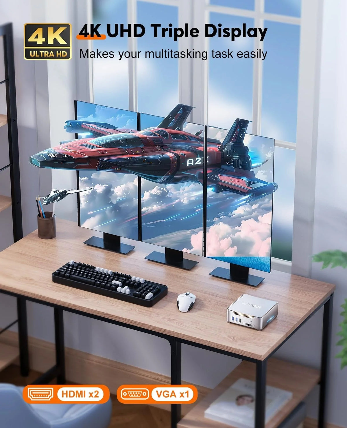 2026 NewKAMRUI GK3Plus Mini PC, 16GB RAM, 512GB M.2 SSD Mini Computer