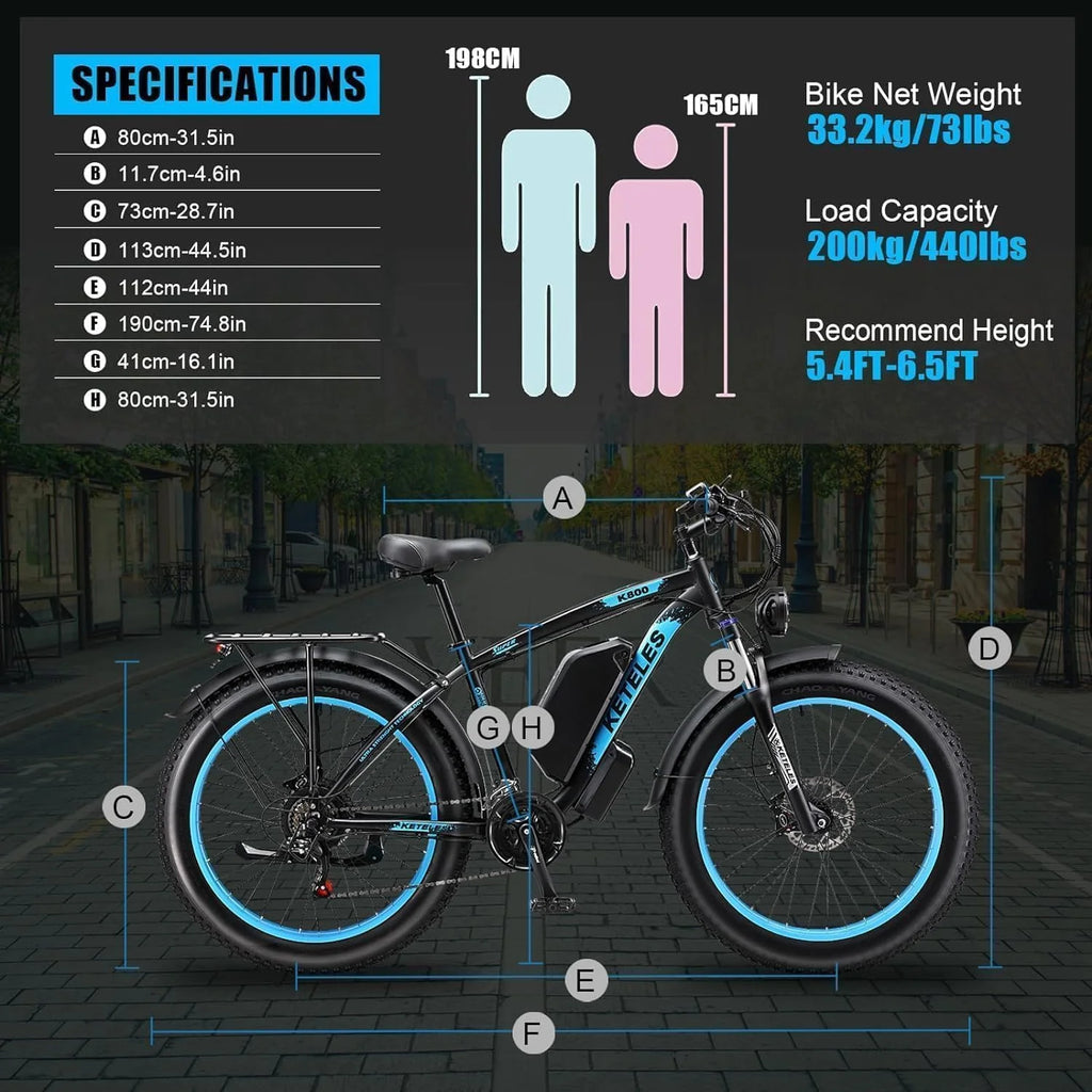 2026 NewKETELES Electric Bike for Adults, Peak 4000W Dual Motor Ebike��26" Fat Tire Electric Mountain bike,  48V 23AH Removable Battery UL 2849.