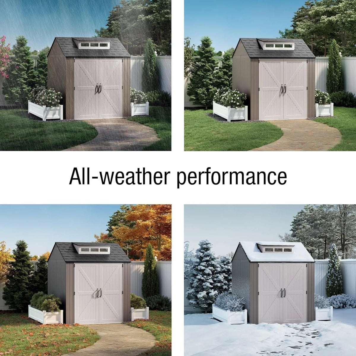 2026 NewRubbermaid resin garden shed with floor (2.13 x 2.13 m), weatherproof, grey, for storing garden tools, lawnmowers, bicycles and pool accessories