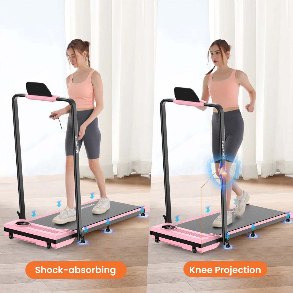 2026 NewANCHEER Portable Folding Walking Pad 300lb, 7.5 MPH Under Desk Treadmill with Remote Control & LED Display,2 in 1 Walking Pad Treadmill for Home/Office/Exercise(Pink)