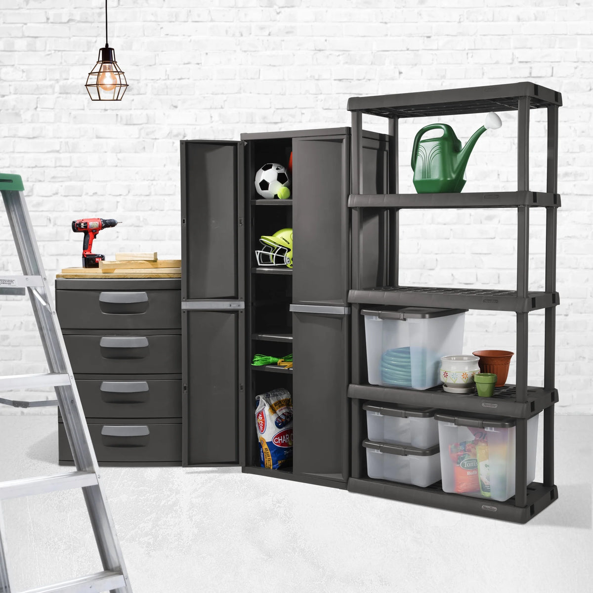 2026 NewSterilite 4 Drawer Unit, Durable Plastic Storage Solution for Garages and Basements, Dark Gray