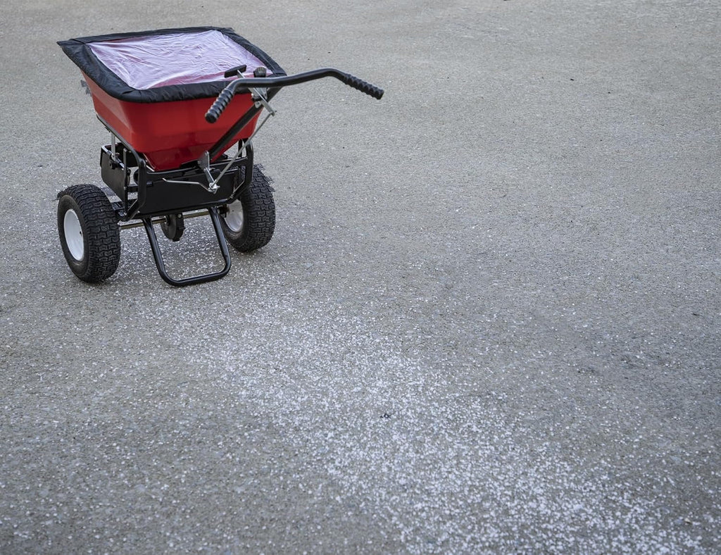 2026 NewMulti-purpose push-along spreader, 100 lb capacity, versatile tool for lawn seed, salt, de-icer, fertilizer and seeds