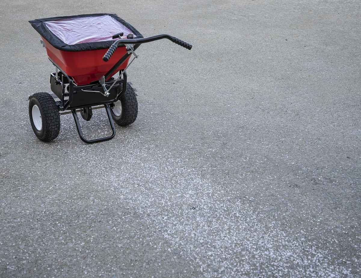 2026 NewMulti-purpose push-along spreader, 100 lb capacity, versatile tool for lawn seed, salt, de-icer, fertilizer and seeds
