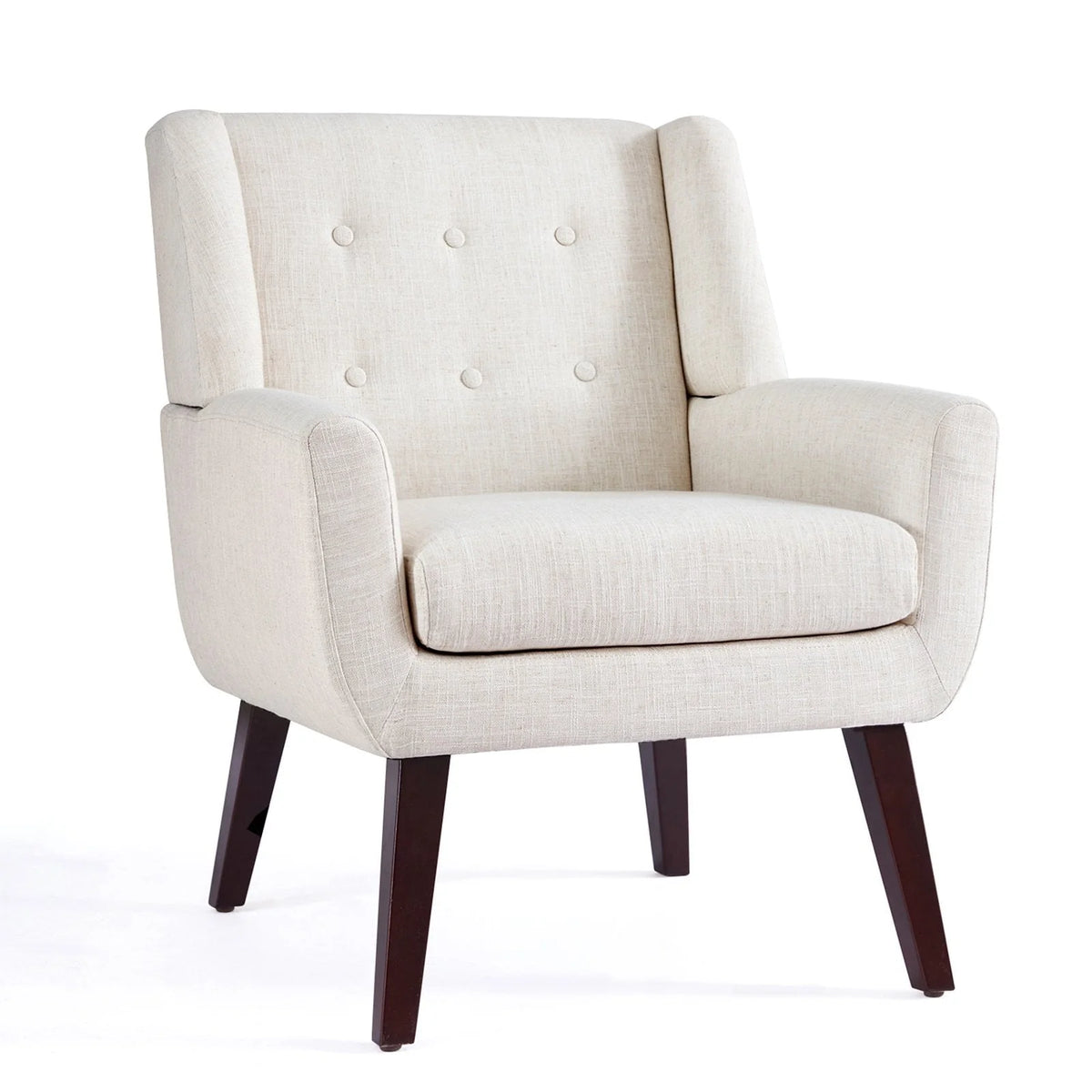 2026 NewHUIMO  Accent Chair, Button-Tufted Upholstered  Living Room Chairs,  Mid Century Modern Comfy Reading Chairs for Bedroom, Living Room, Beige