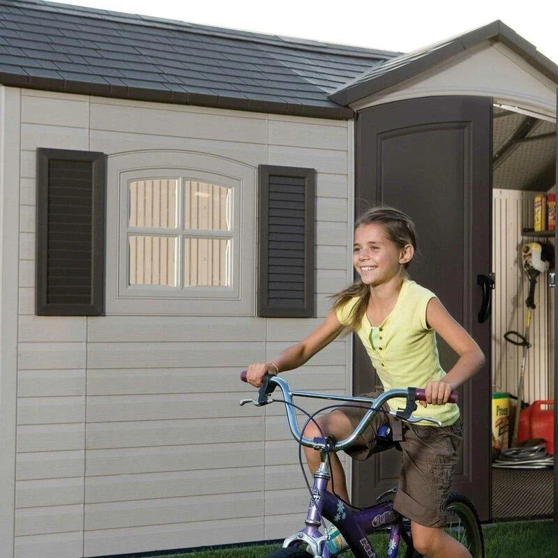 2026 New2025 Side entrance, 4.57 m W x 2.44 m D, plastic tool shed