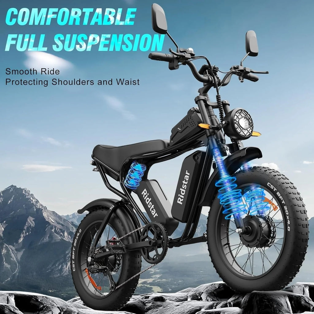 2026 NewElectric bike Q20, 2000W, 52V, 30-180 miles, all-terrain fat bike for adults