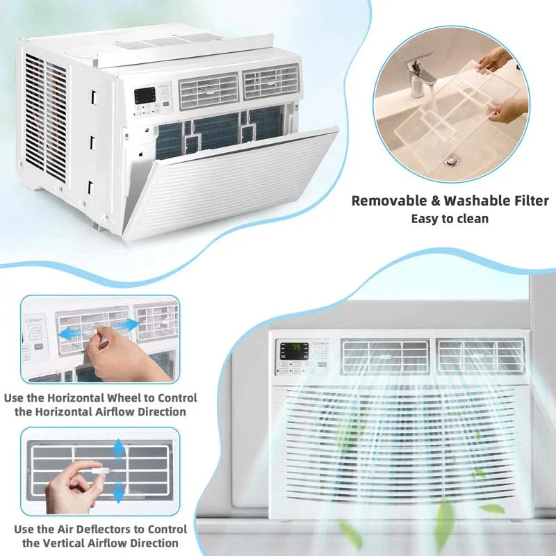 2026 NewQuiet window air conditioner with 10,000 BTU, remote control, Eco mode, Energy Star certified, 3-in-1 unit with dehumidifier