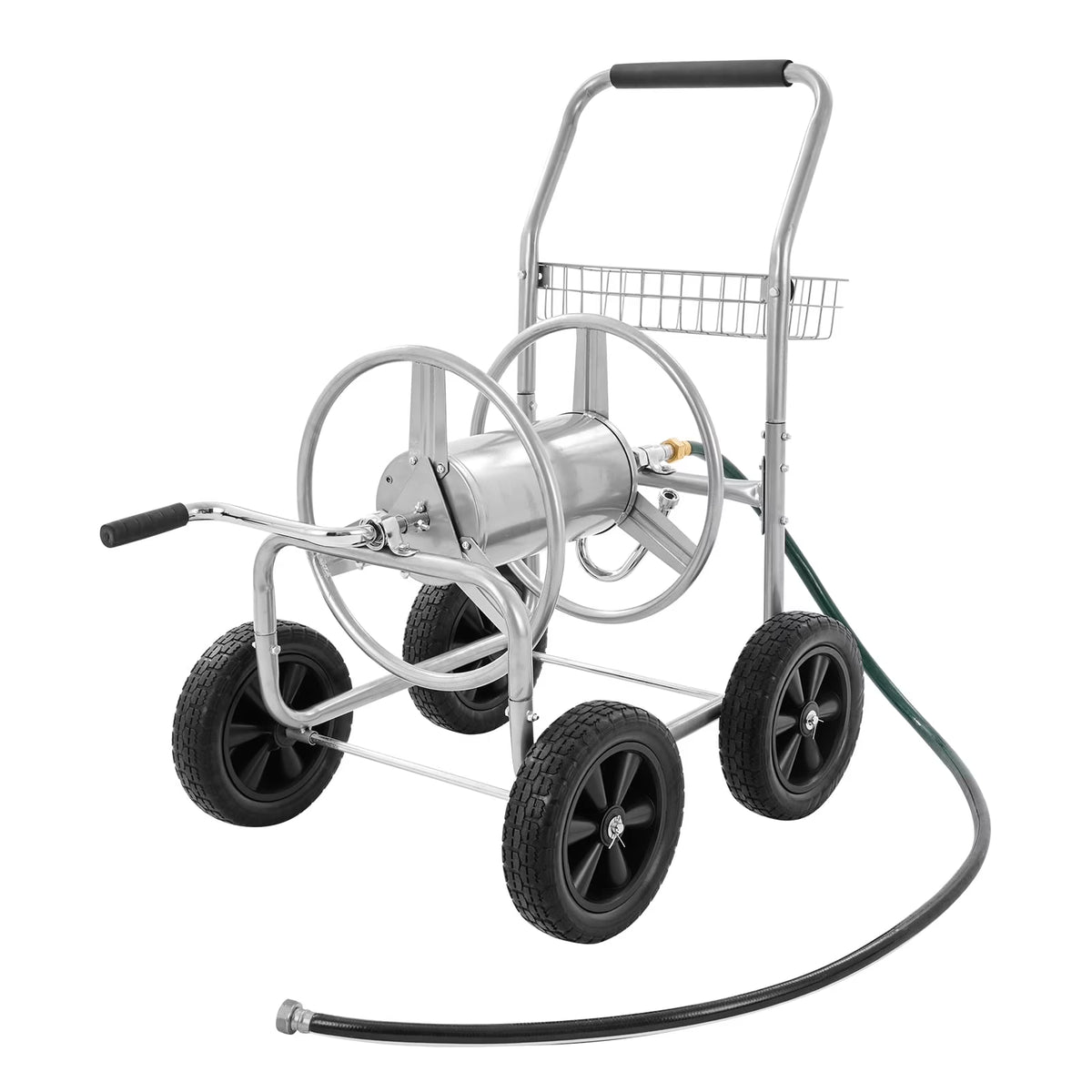 2026 NewVEVOR Hose Reel Cart, Hold Up to 250 ft of 5/8???? Hose, Garden Water Hose Carts Mobile Tools with 4 Wheels, Heavy Duty Powder-coated Steel Outdoor Planting with Storage Basket, for Garden, Yard, Lawn