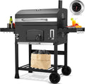 2026 Barbacoa de Carbon XXL, Parrilla de Carbón con Chimenea y Tapa, Parrilla con Carrito BBQ Smoker con Ruedas y Termómetro, Grande BBQ Carbon para Camping y Jardín