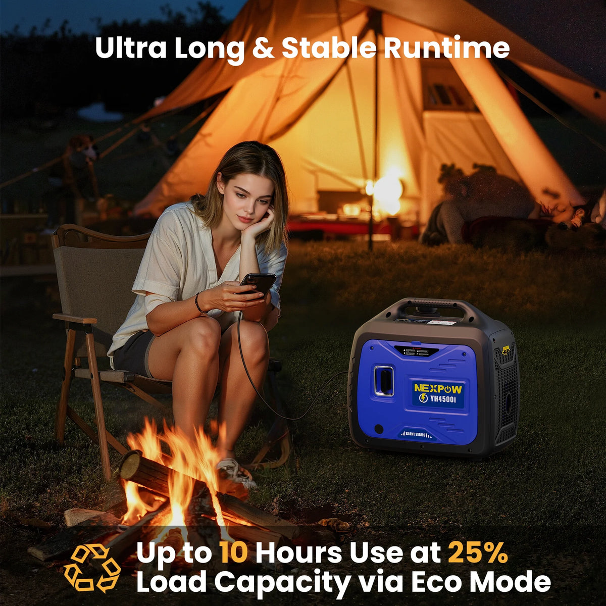 2026 NewNEXPOW 2250W Portable Inverter Generator, Gasoline Power Quiet Lightweight for Backup Home & Camping, Eco-Mode Feature, Parallel Capability, EPA Compliant