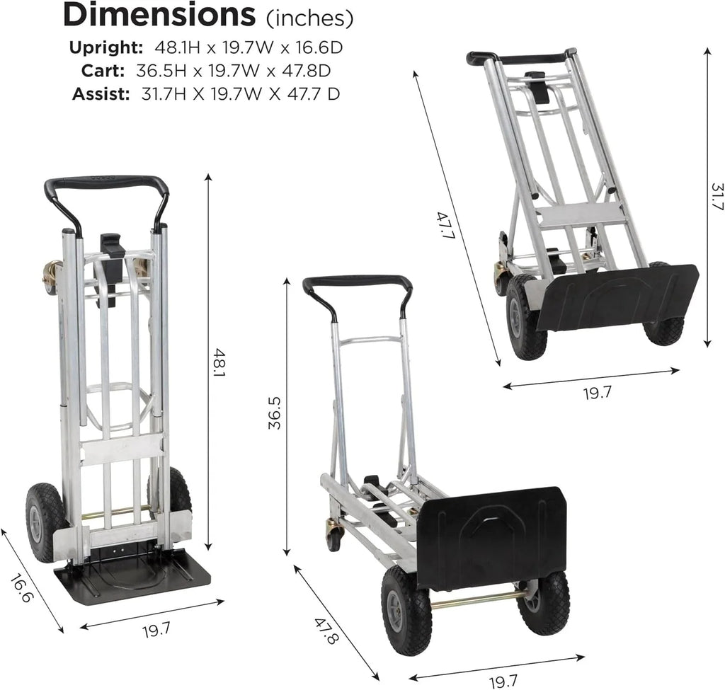 2026 New4-in-1 folding hand truck with puncture-proof wheels
