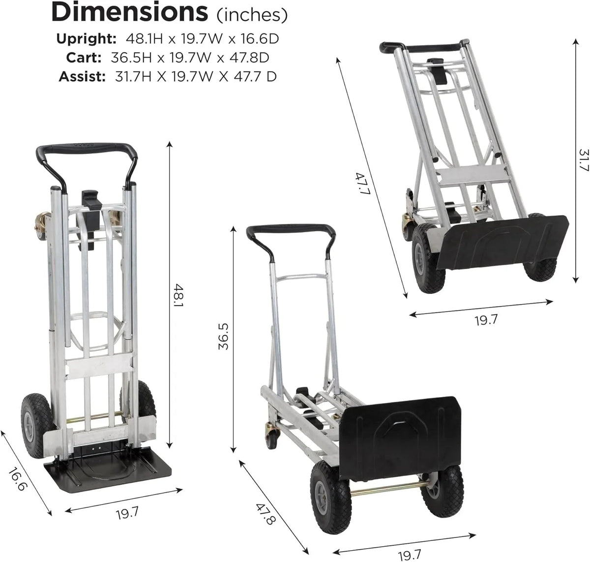 2026 New4-in-1 folding hand truck with puncture-proof wheels