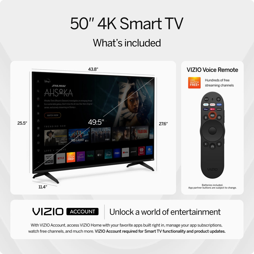 2026 NewVIZIO 50" Class 4K UHD LED HDR Smart TV (V4K50M-08)