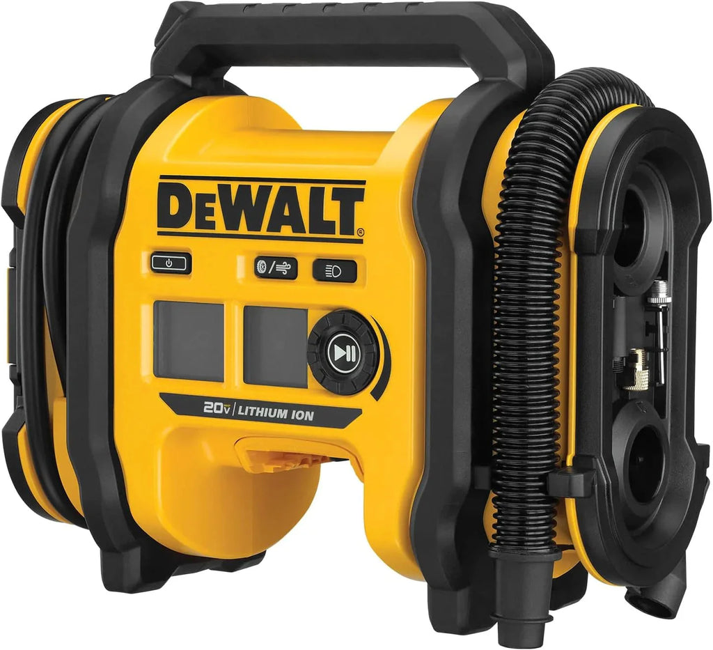 2026 NewDEWALT 20V MAX tire inflator, compact and portable, automatic shut-off, LED light
