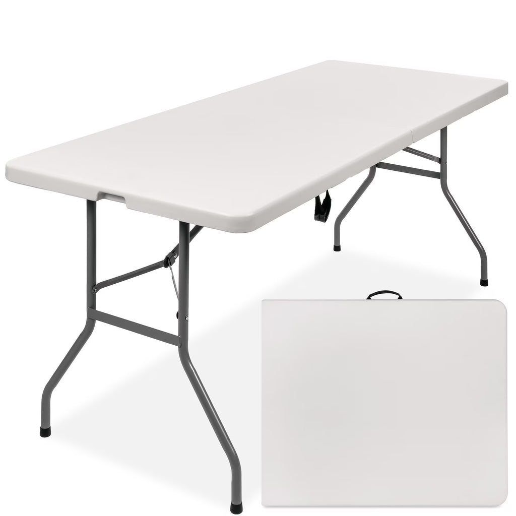2026 NewBest Choice Products 6ft Plastic Folding Table, Indoor Outdoor Heavy Duty Portable w/ Handle, Lock - White