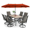 2026 New8-piece patio dining set with parasol, garden furniture set with 6 swivel dining chairs with mesh covers