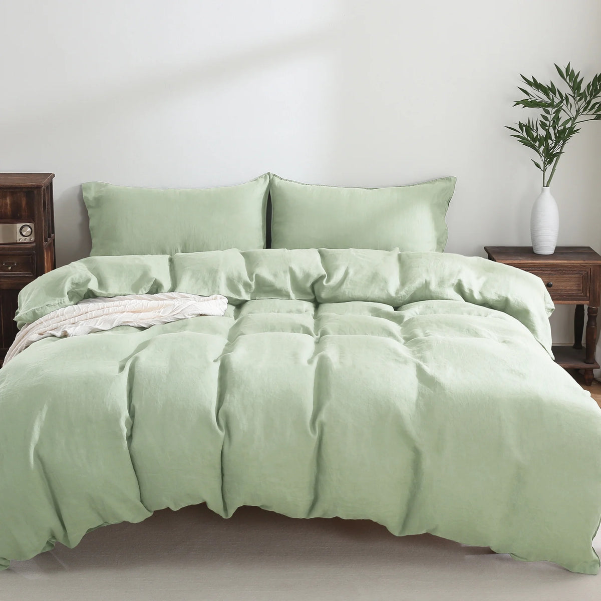 2026 New100% Pure Linen Duvet Cover with Button Closure and Corner Ties Soft & Breathable - Natural Full/Queen