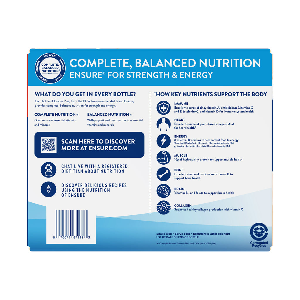 2026 NewEnsure Plus Nutrition Shake, Vanilla, 8 fl. oz, 30-pack
