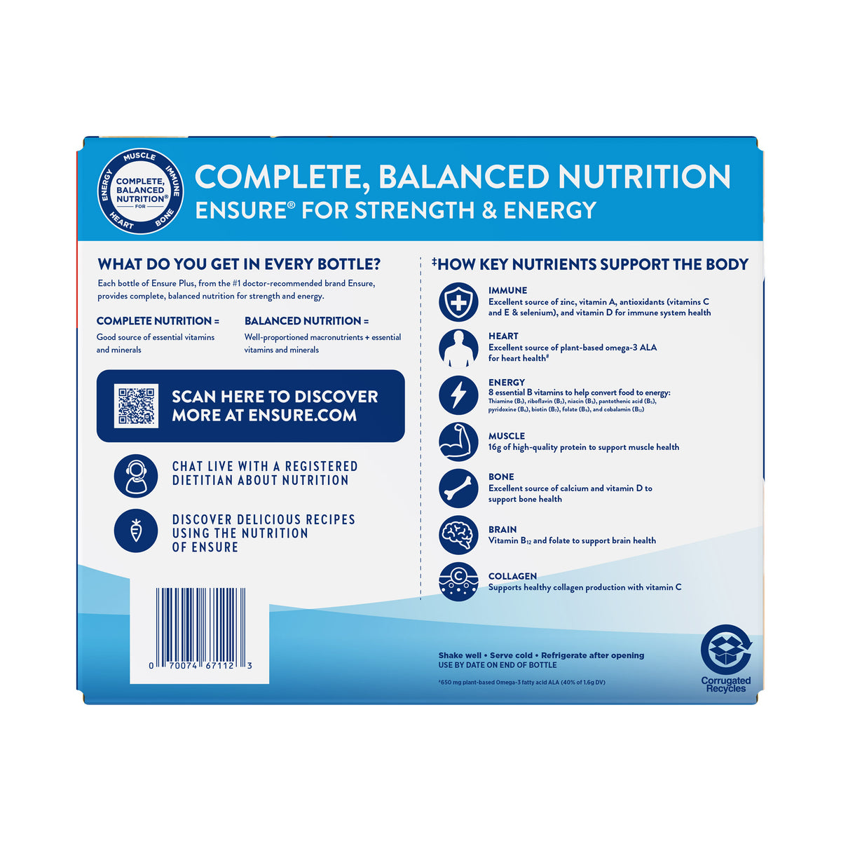 2026 NewEnsure Plus Nutrition Shake, Vanilla, 8 fl. oz, 30-pack