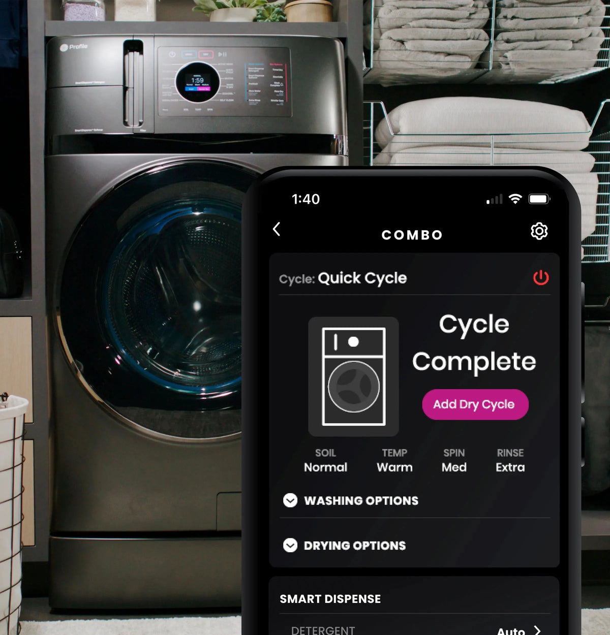 2026 NewProfile 4.8 cu. ft. UltraFast combination washer-dryer with ventless heat pump technology in Carbon Graphite