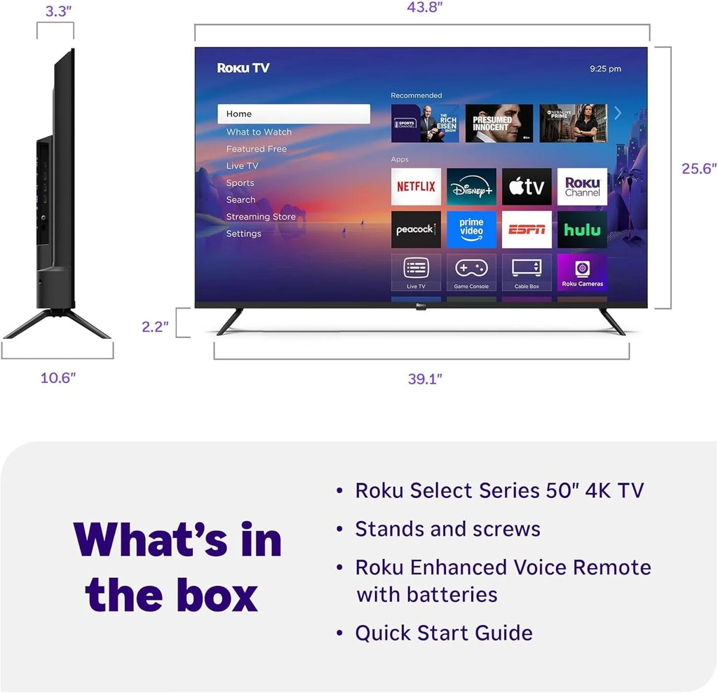 2026 NewRoku 50" Select Series 4K HDR Smart TV with voice remote