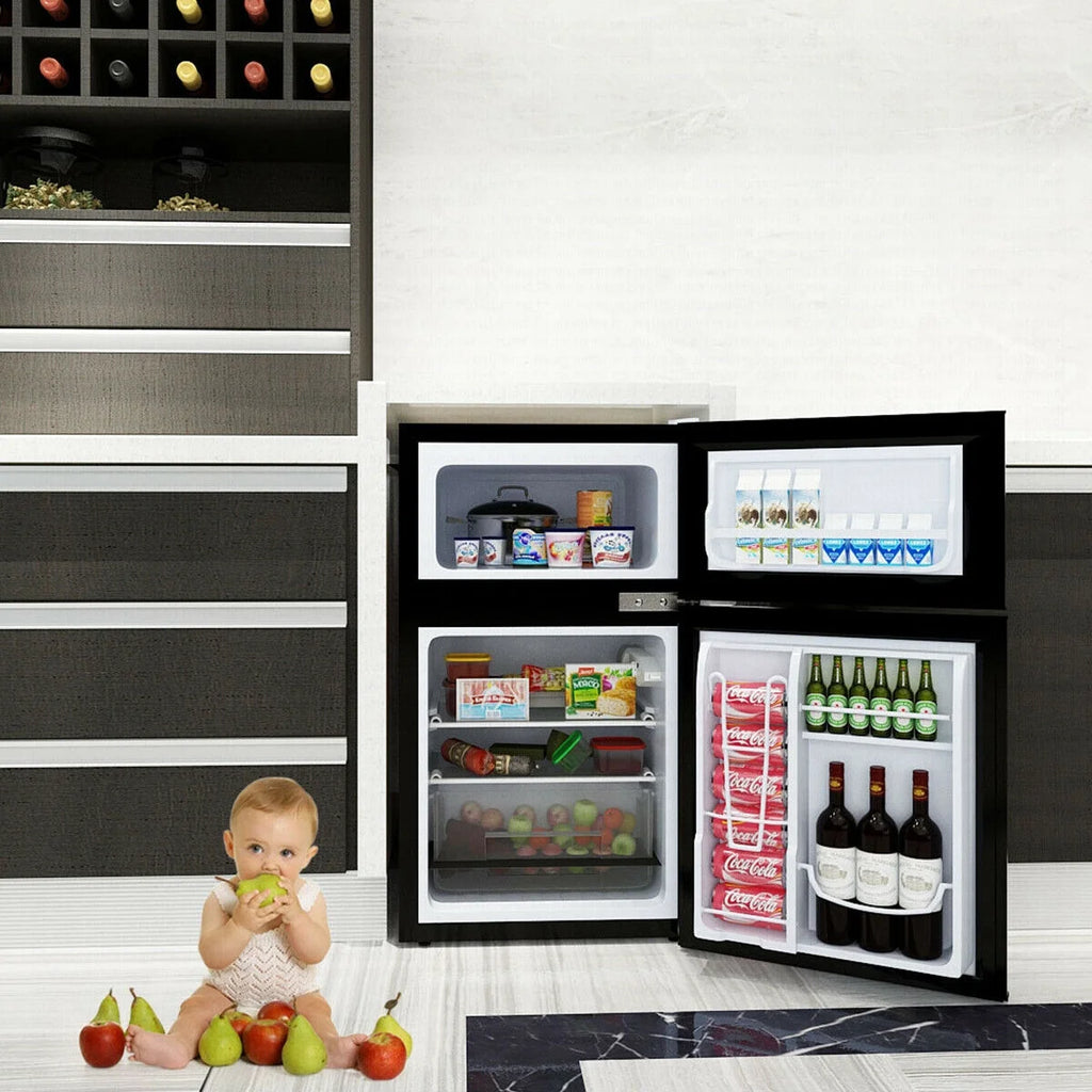 2026 NewCostway Refrigerator Small Freezer Cooler Fridge Compact 3.2 cu ft. Unit, Grey
