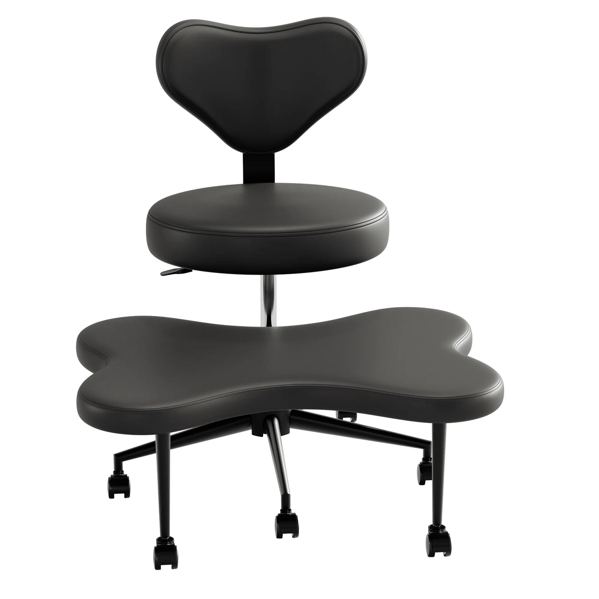2026 NewPinmoco Ergonomic Cross Legged Swivel Chair, Adjustable Height and Teddy Fabric, Meditation& ADHD Chair with Back Support, Home and Office, Off White