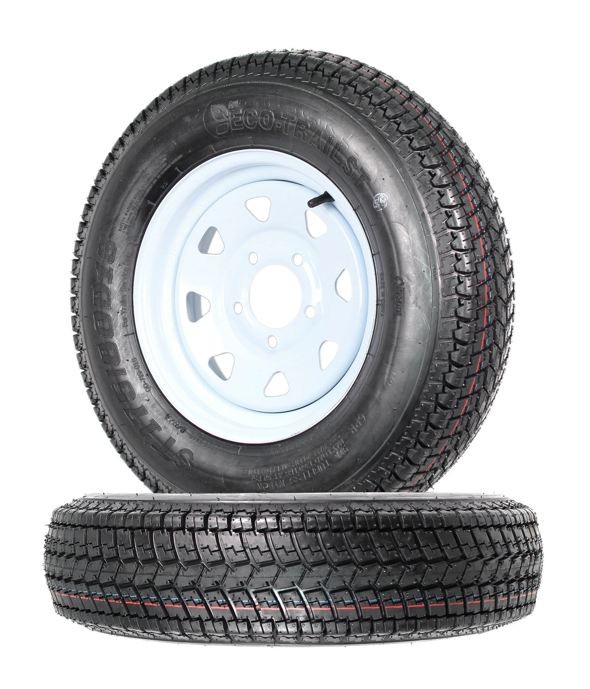 2026 New2-pack trailer tires and rims ST175/80D13 175/80 13 B78-13 LRC 5-hole white spoked wheel