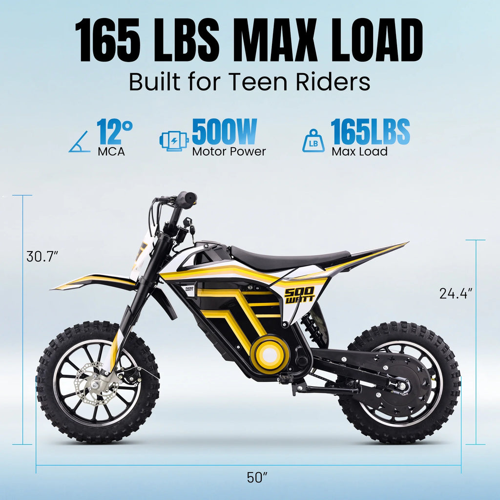 2026 NewQEASET electric dirt bike, 500W kids dirt bike for Boys Girls Age 8-14, Blue