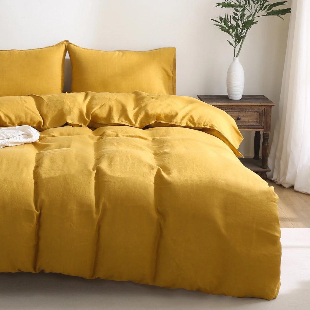2026 New100% Pure Linen Duvet Cover with Button Closure and Corner Ties Soft & Breathable - Natural Full/Queen