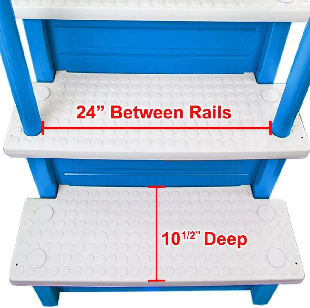 2026 NewNon-slip pool entrance steps | Gray | Suitable for above-ground pools | Can be installed on patios with a height of 122 to 137 cm | Maximum load capacity 136 kg