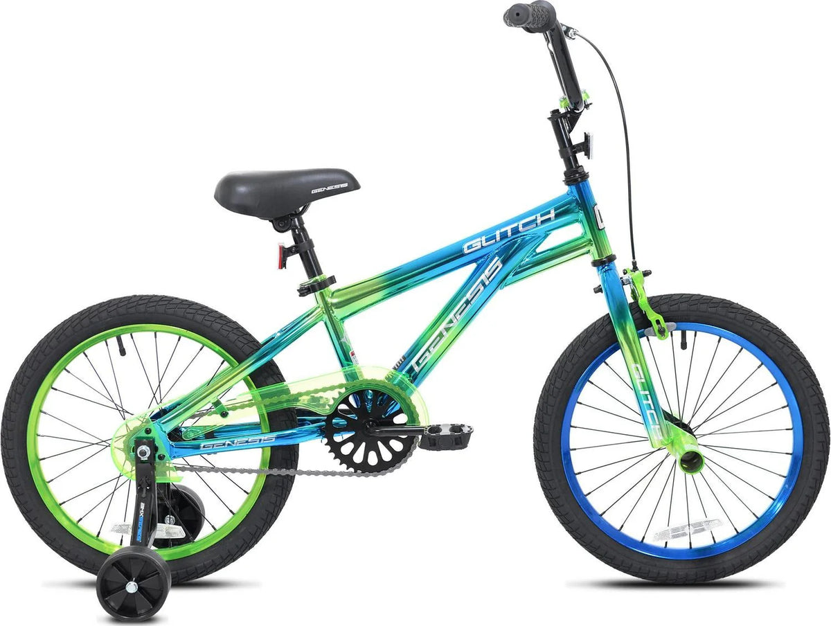2026 NewGenesis 18 Glitch Boy’s BMX Bike, Blue/Green