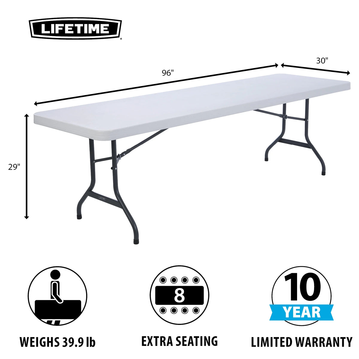 2026 NewLifetime 8-Foot Commercial Grade Folding Table, White Granite (22980)