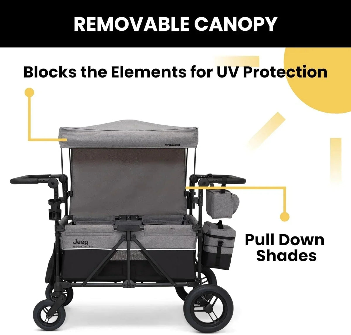 2026 NewJeep Wrangler Deluxe 4-seater stroller by Delta Children Premium Quad stroller