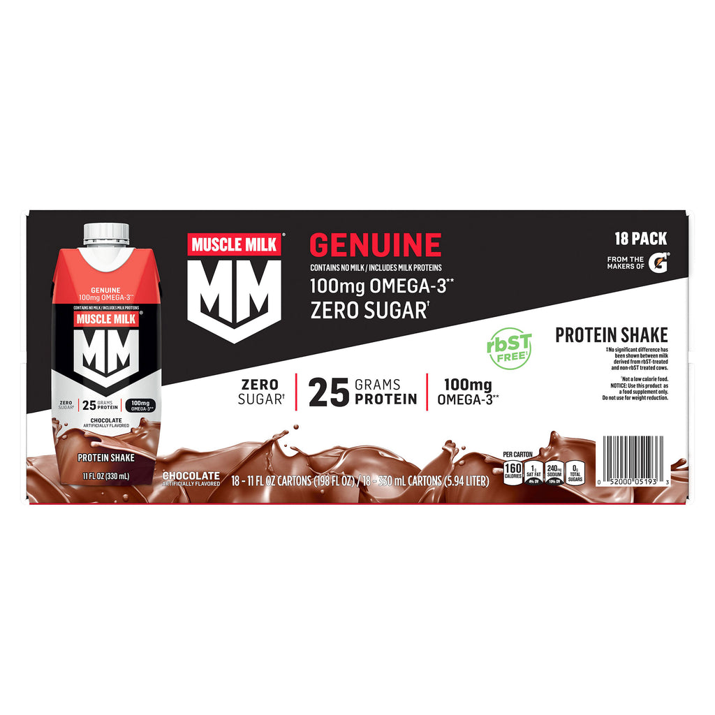 2026 NewMuscle Milk Genuine Protein Shake Chocolate, 11 fl oz, 18-pack