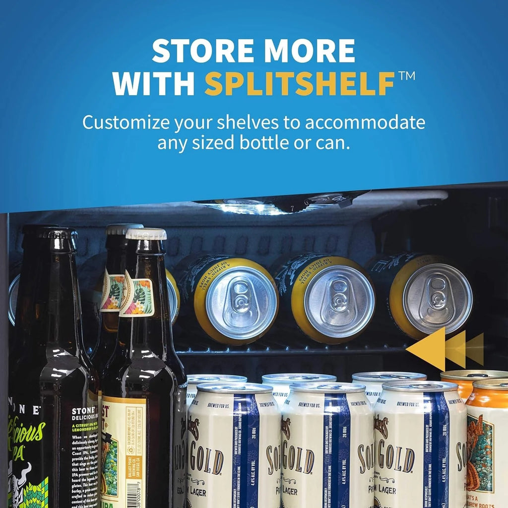 2026 NewBeverage Refrigerator Cooler | 126 Cans Free Standing with Right Hinge Glass Door | Mini Fridge Beverage Organizer Perfect For Beer, Wine, Soda, And Cooler Drinks