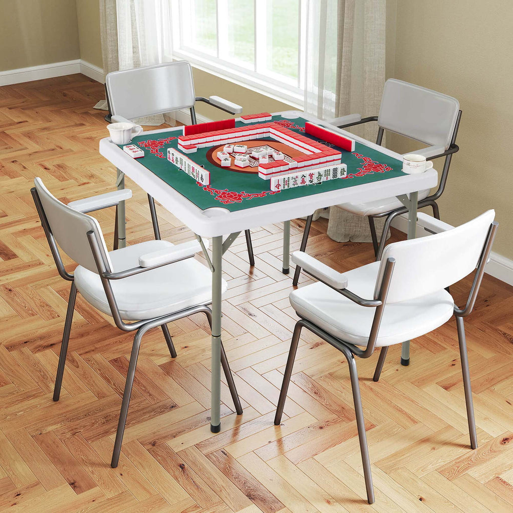 2026 NewCostway 35" Folding Mahjong Table with Cup Holders & Smooth Felt Mat Carrying Handle Green