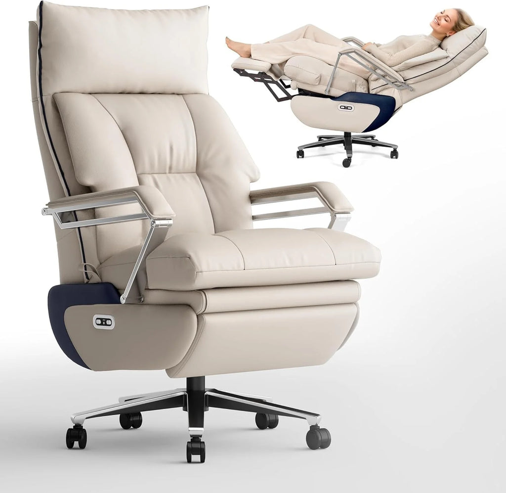 2026 NewM80 executive chair with two motors and footrest, for tall and heavy people, up to 190 kg, beige