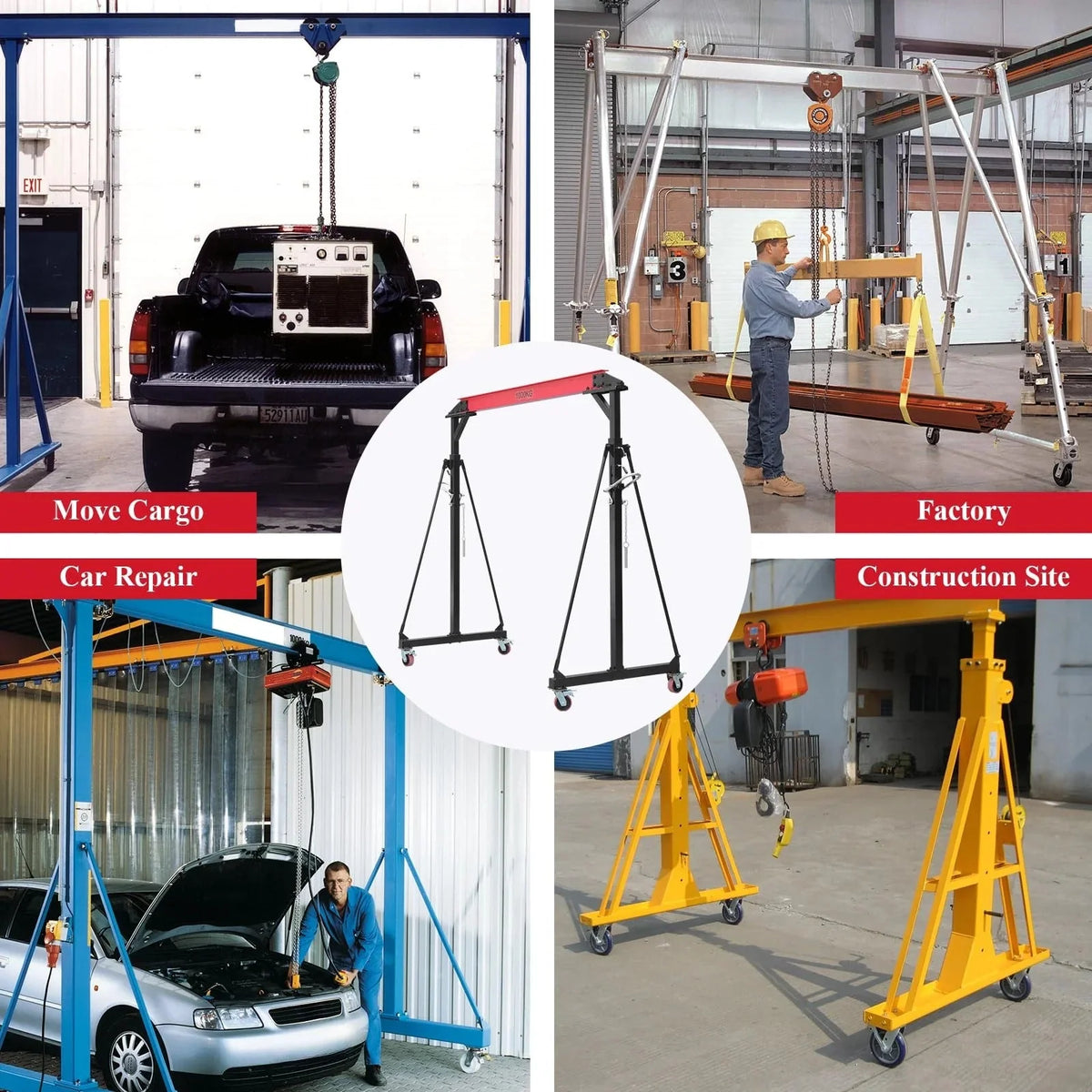 2026 New2025 1-ton gantry crane, adjustable, 2200 lbs lifting capacity, height adjustable 96.5"-143.7", portable hoist for factory, construction site, warehouse, auto repair shop