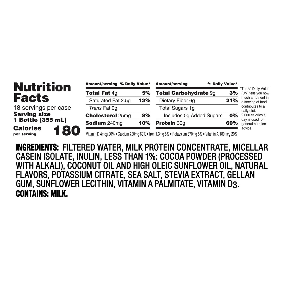 2026 NewOikos 30g Chocolate Protein Shake, 12 fl oz, 18-pack