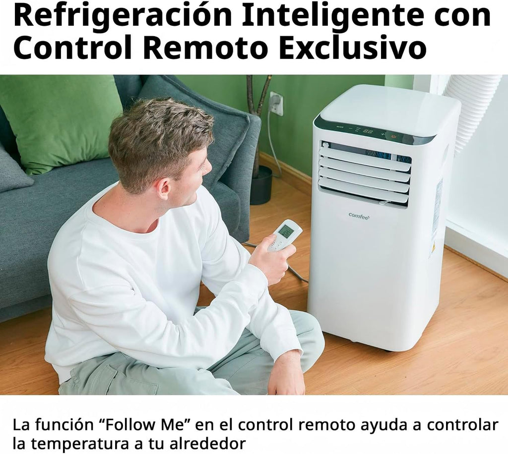 2026 COMFEE Pingüino Aire Acondicionado Portátil 8000 BTU / 2000 Frigorías – Climatizador sin unidad exterior – Enfriador Silencioso Bajo Consumo con Kit de Ventana | 3x1 Refrigera, Ventila y Deshumidifica