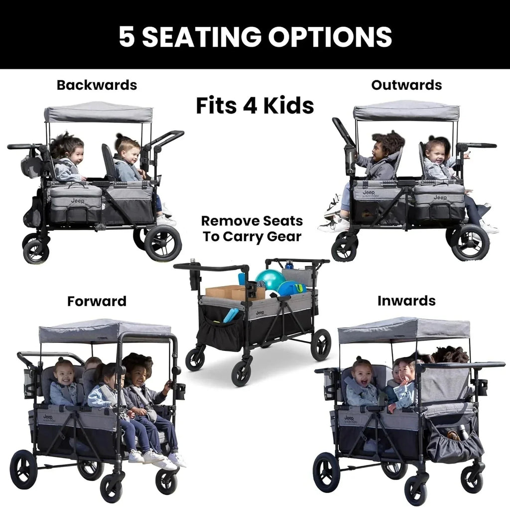 2026 NewJeep Wrangler Deluxe 4-seater stroller by Delta Children Premium Quad stroller