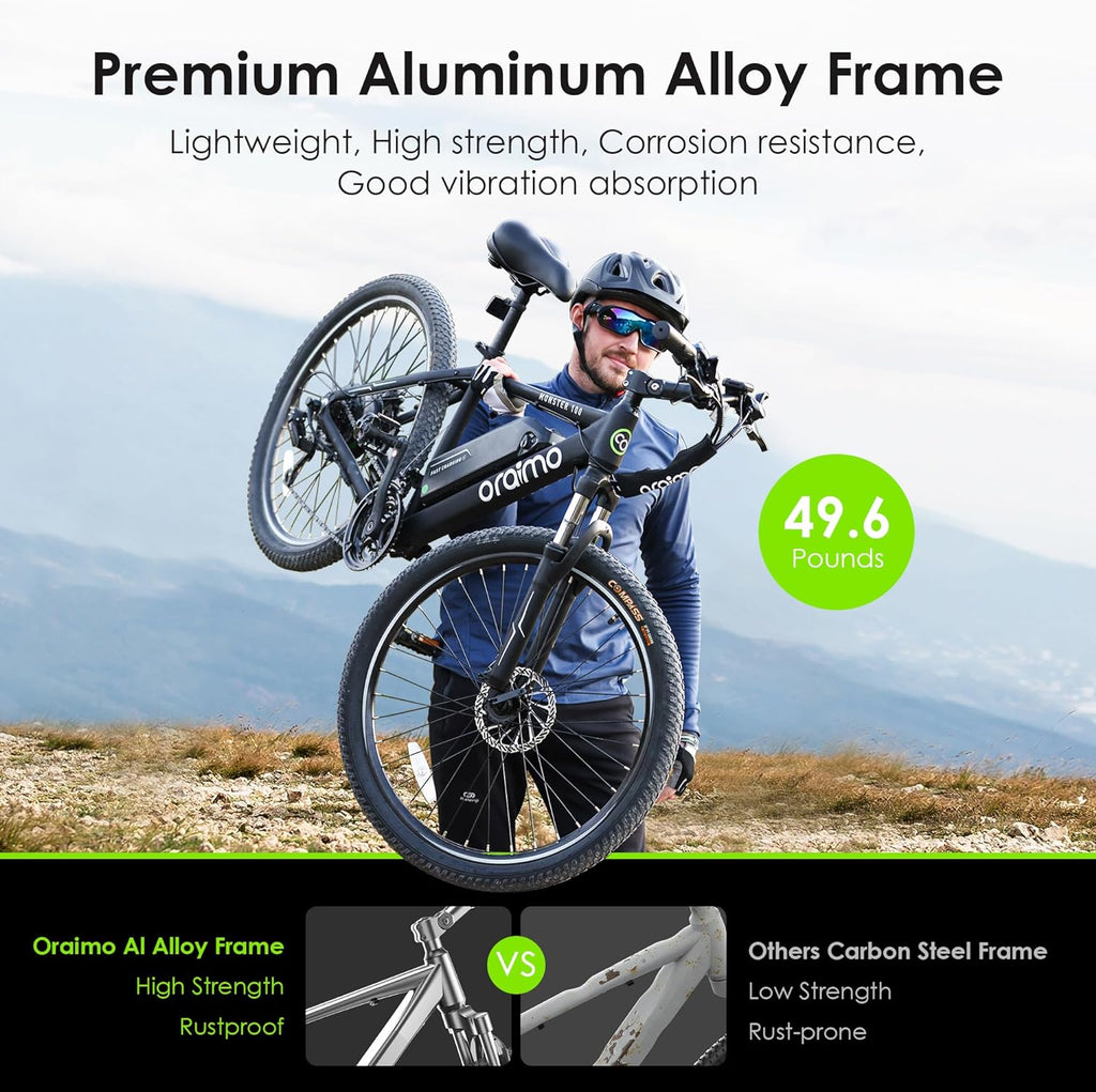 2026 Bicicleta eléctrica todoterreno para adultos Oraimo Monster 100 – Motor BAFANG 350W (pico 500W)