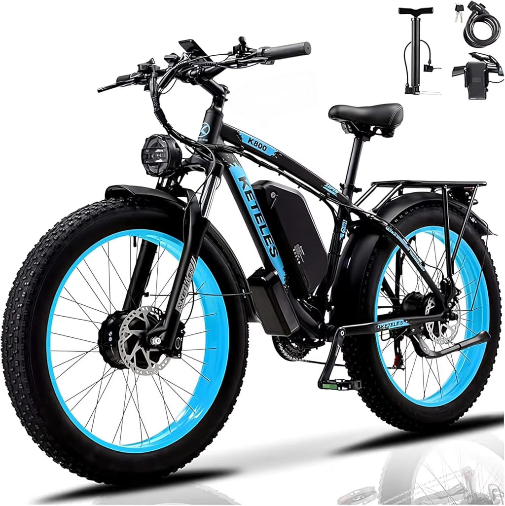 2026 NewKETELES Electric Bike for Adults, Peak 4000W Dual Motor Ebike��26" Fat Tire Electric Mountain bike,  48V 23AH Removable Battery UL 2849.