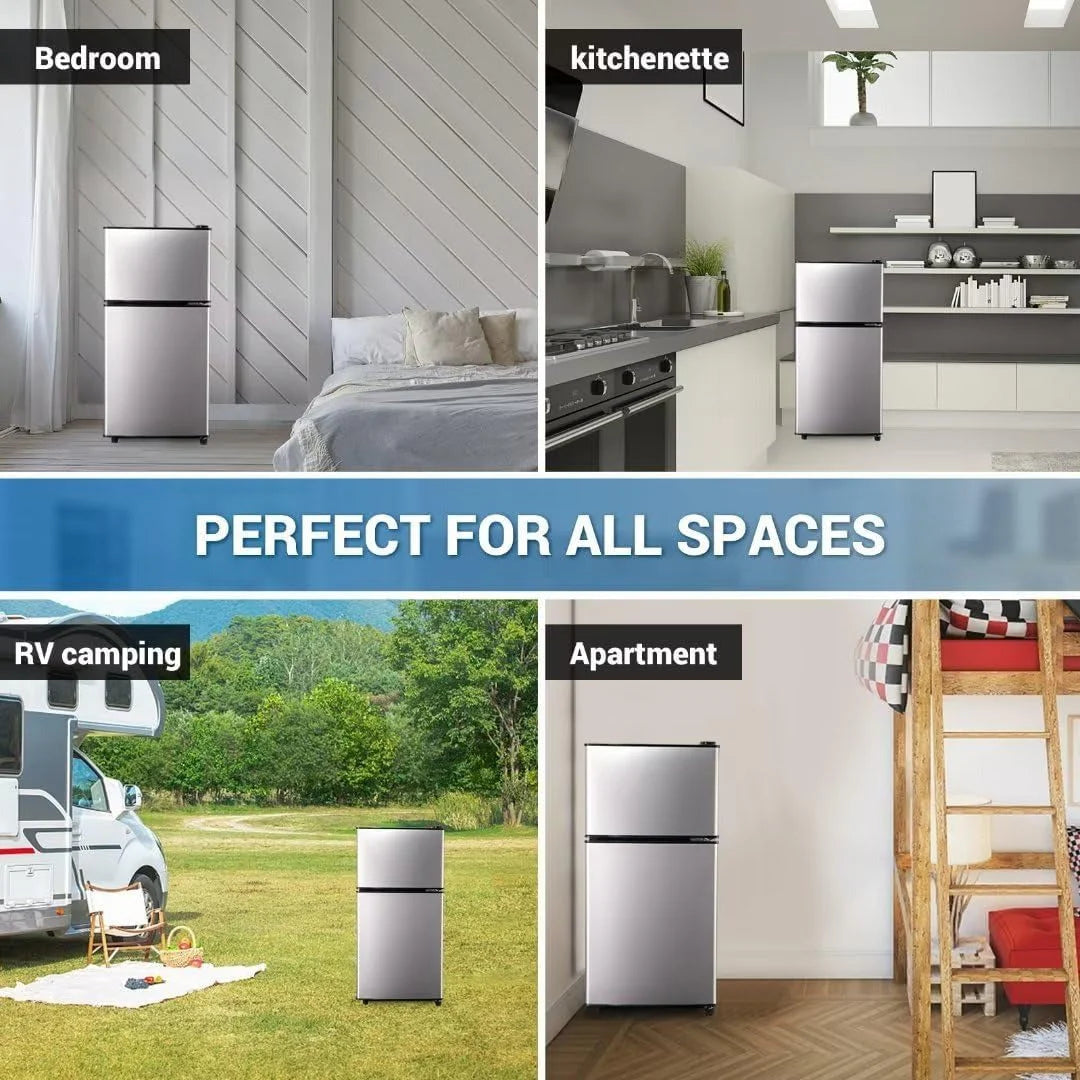 2026 NewApartment-sized refrigerator, 3.5 cubic feet (approx. 99 liters) usable capacity, small refrigerator with freezer compartment, suitable for houses and apartments, freestanding