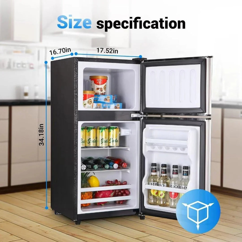 2026 NewApartment-sized refrigerator, 3.5 cubic feet (approx. 99 liters) usable capacity, small refrigerator with freezer compartment, suitable for houses and apartments, freestanding