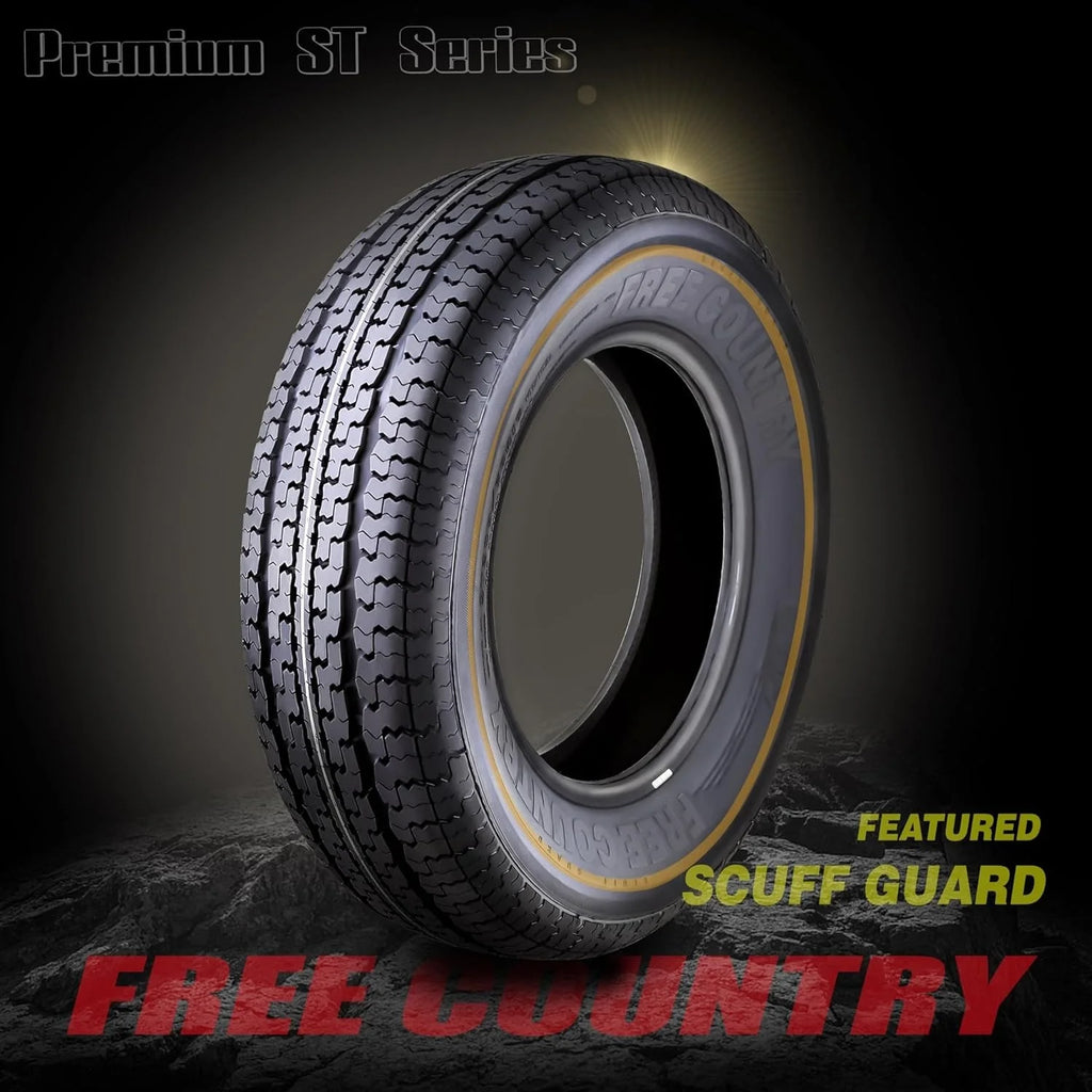 2026 NewSet of 4 heavy-duty trailer tires ST205/75R15 205 75 15 10-ply, load class E, steel-belted radial tires with abrasion protection