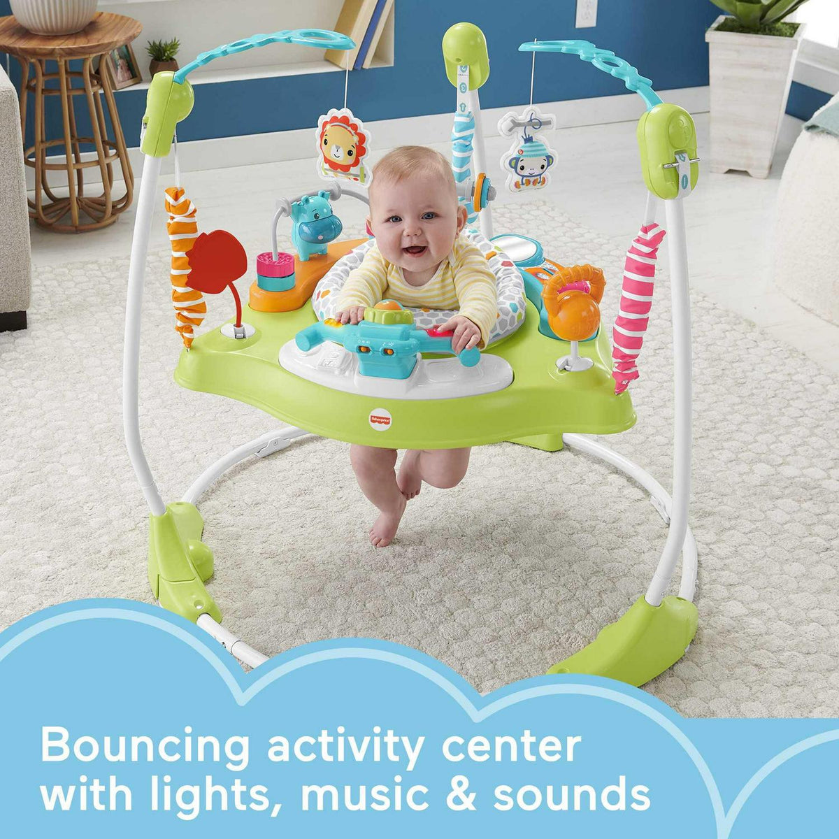 2026 NewFisher-Price Baby Bouncer Fitness Fun Folding Jumperoo Infant Activity Center with Lights &amp; Music. Unisex