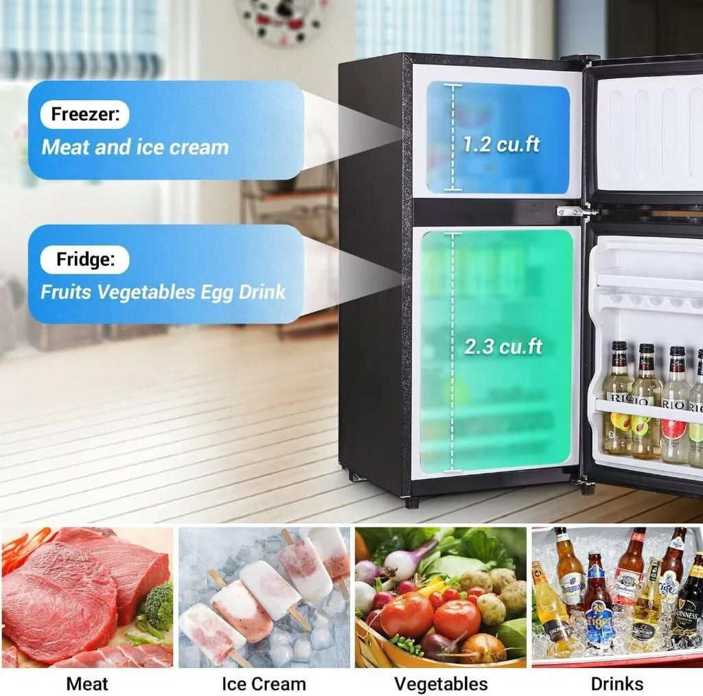 2026 NewApartment-sized refrigerator, 3.5 cubic feet (approx. 99 liters) usable capacity, small refrigerator with freezer compartment, suitable for houses and apartments, freestanding
